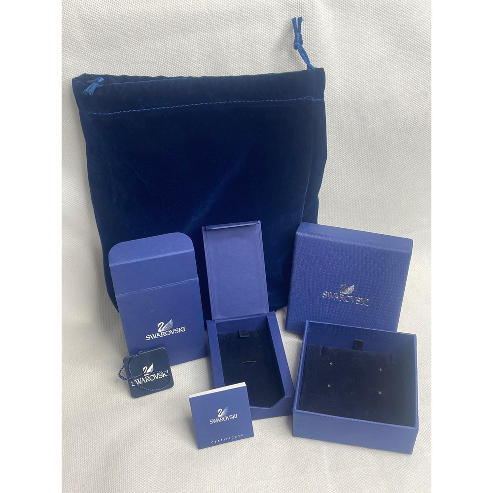 EMPTY Swarovski Jewelry Crystal Earrings Necklace Gift Boxes ONLY Royal Blue Set